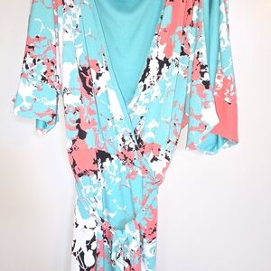 Jessica Simpson Turquoise and Coral Floral Dress